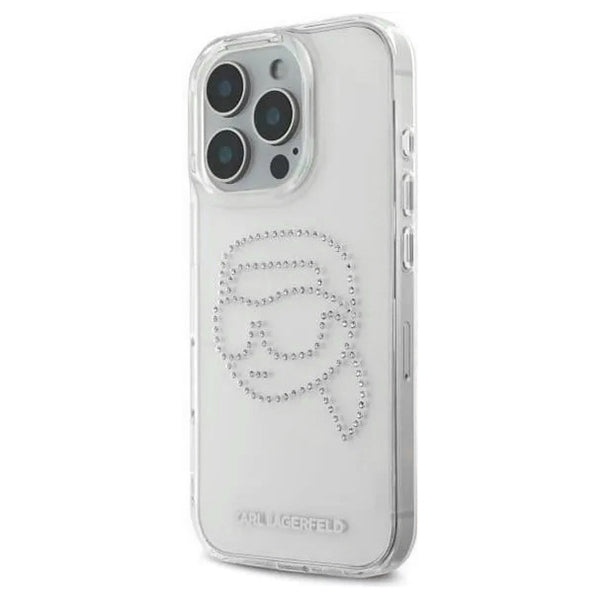 Калъф за Apple iPhone 16 Pro, Karl Lagerfeld, IML Rhinestones Karl's Head, Прозрачен