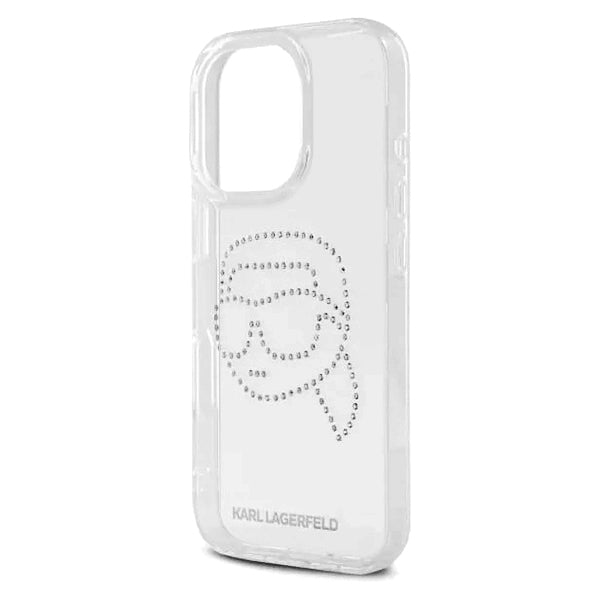 Калъф за Apple iPhone 16 Pro, Karl Lagerfeld, IML Rhinestones Karl's Head, Прозрачен