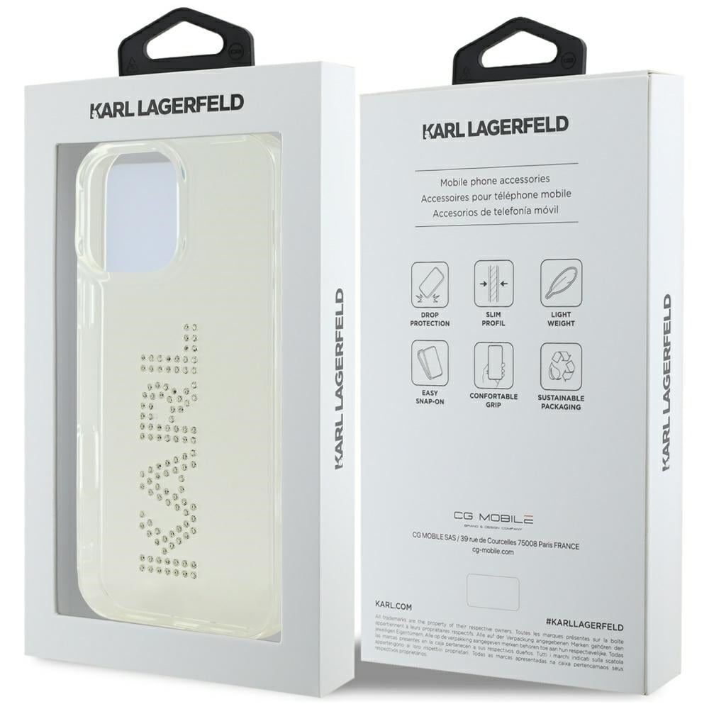 Калъф за Apple iPhone 16 Pro, Karl Lagerfeld, IML Rhinestones Transparent Logo, Прозрачен