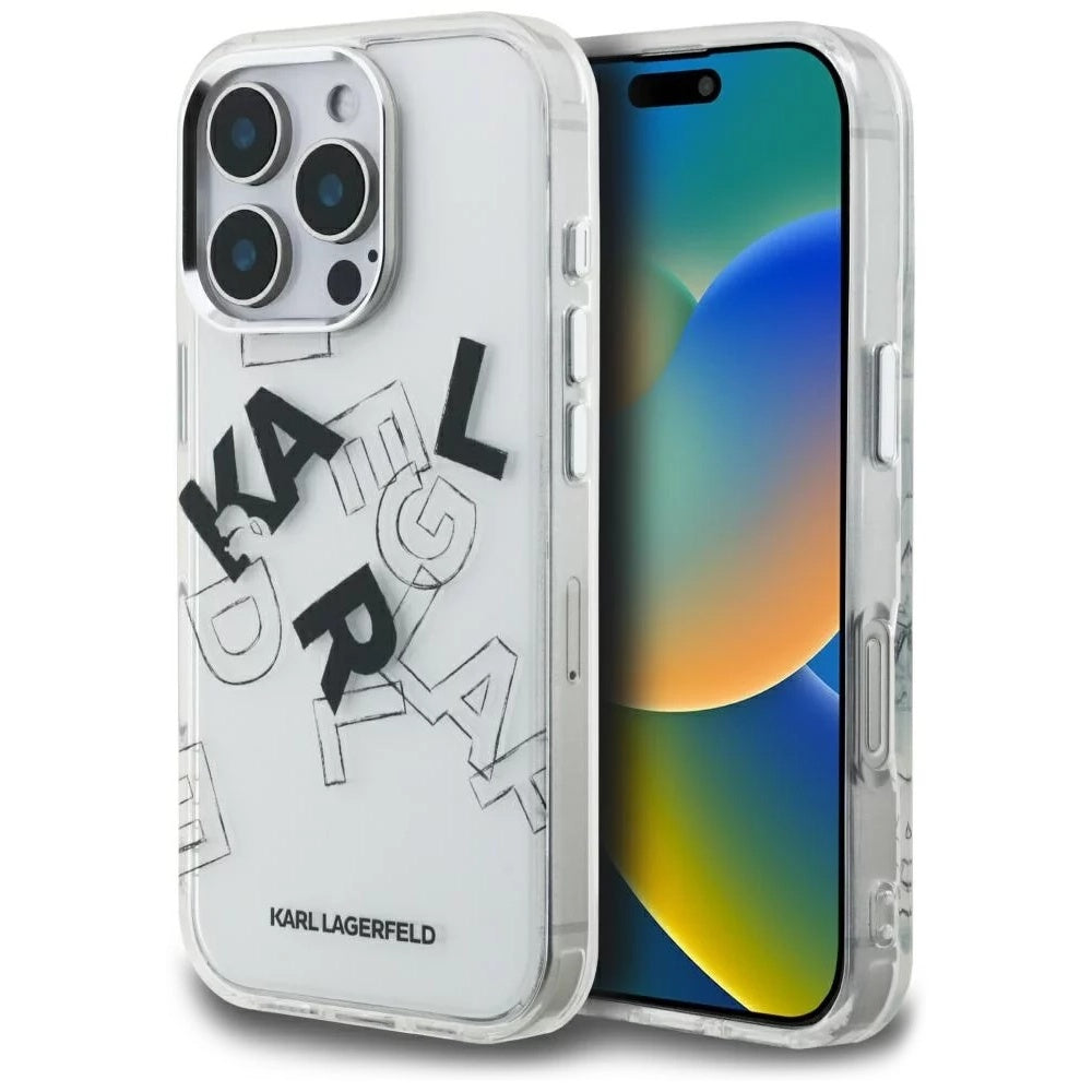 Калъф за Apple iPhone 16 Pro, Karl Lagerfeld, IML Sketched Graphic Logo, Прозрачен
