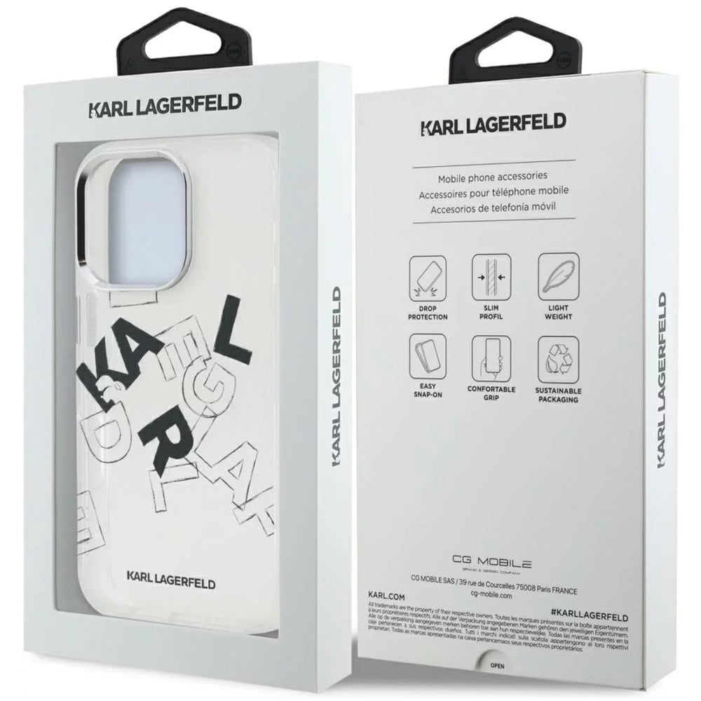 Калъф за Apple iPhone 16 Pro, Karl Lagerfeld, IML Sketched Graphic Logo, Прозрачен