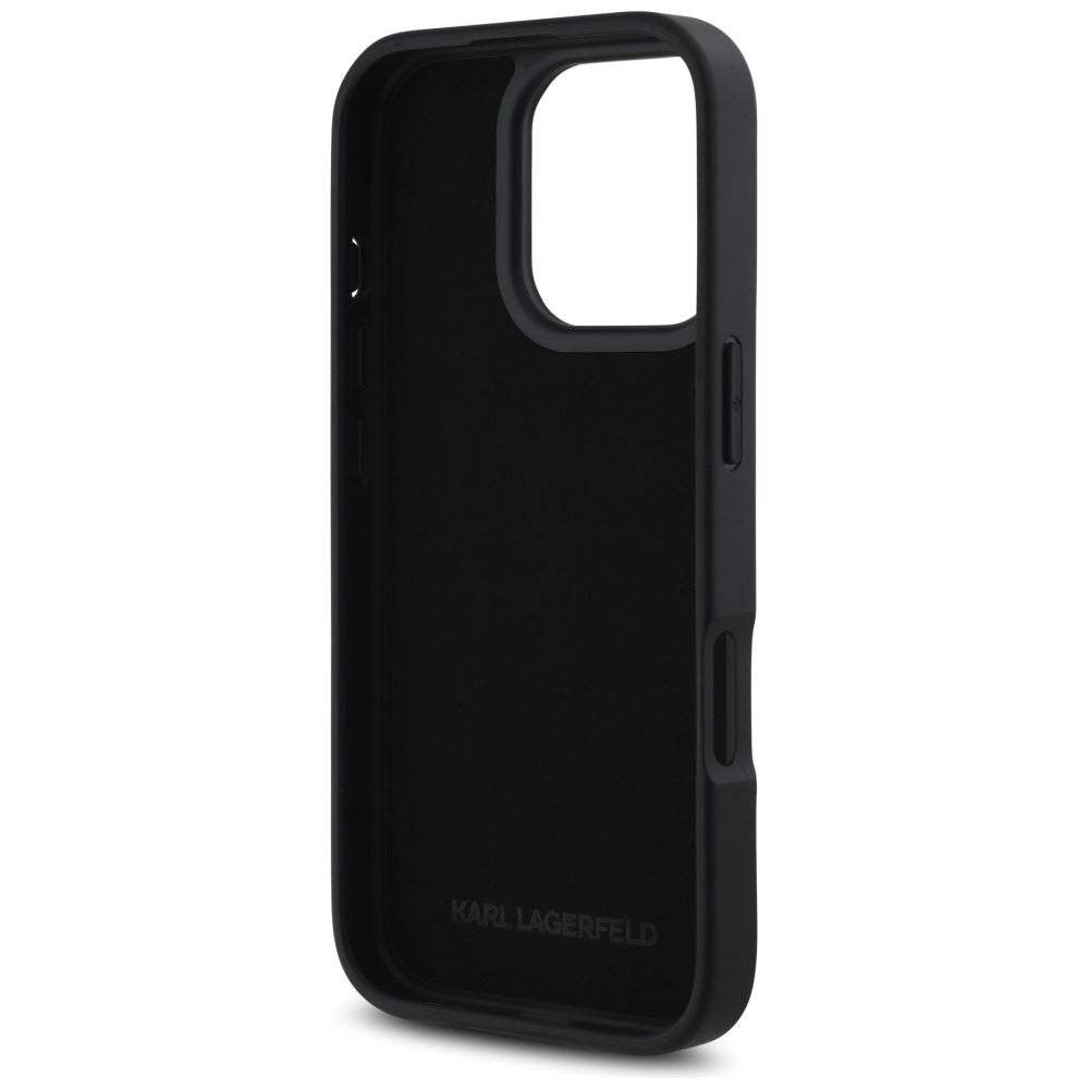 Калъф за Apple iPhone 16 Pro, Karl Lagerfeld, Metal Signature, Черен
