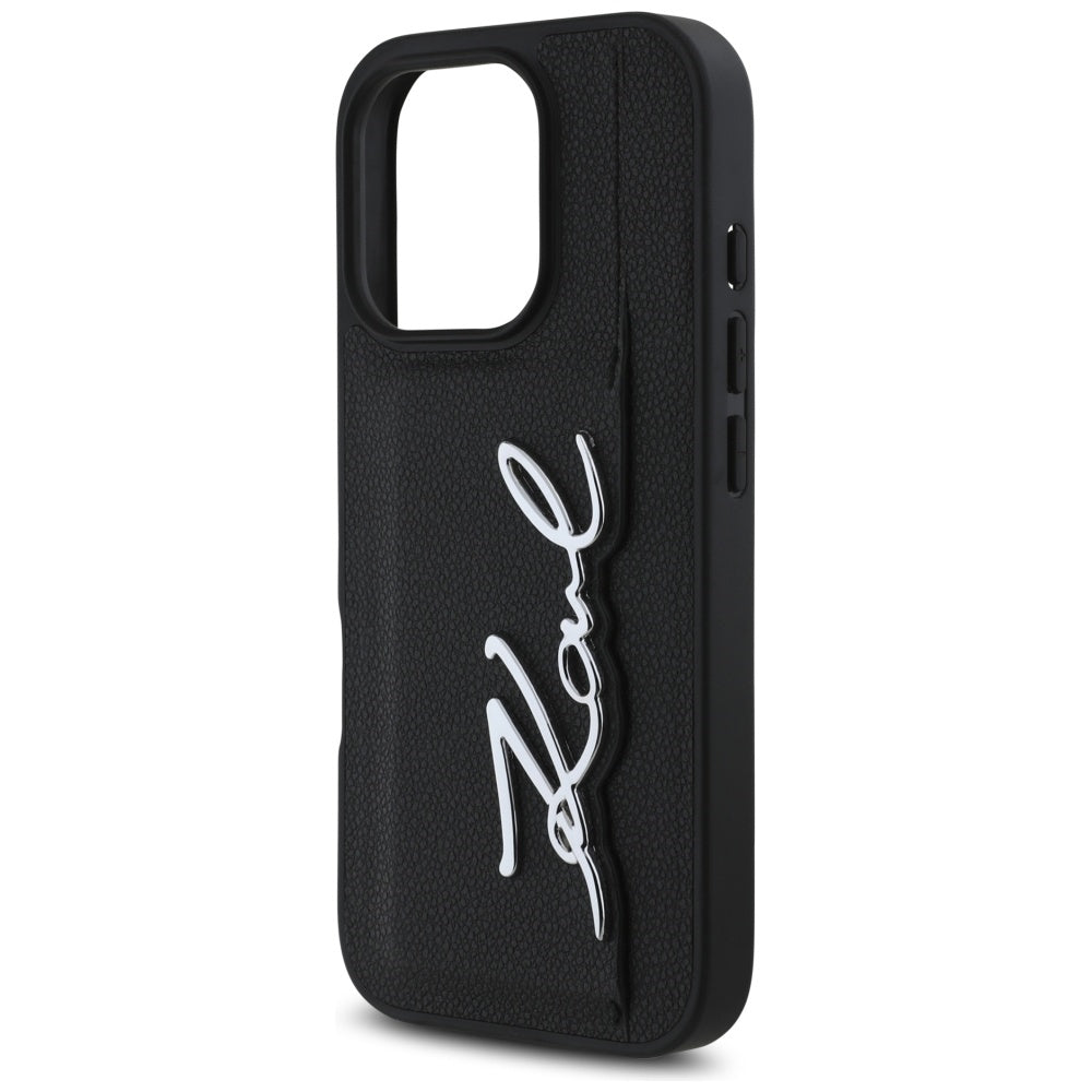 Калъф за Apple iPhone 16 Pro, Karl Lagerfeld, Metal Signature, Черен