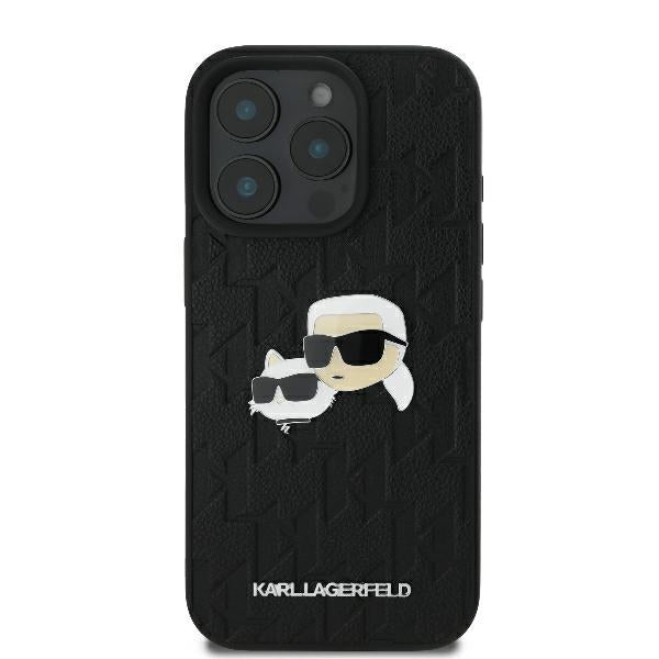 Калъф за Apple iPhone 16 Pro, Karl Lagerfeld, Monogram Karl & Choupette's Heads, Черен