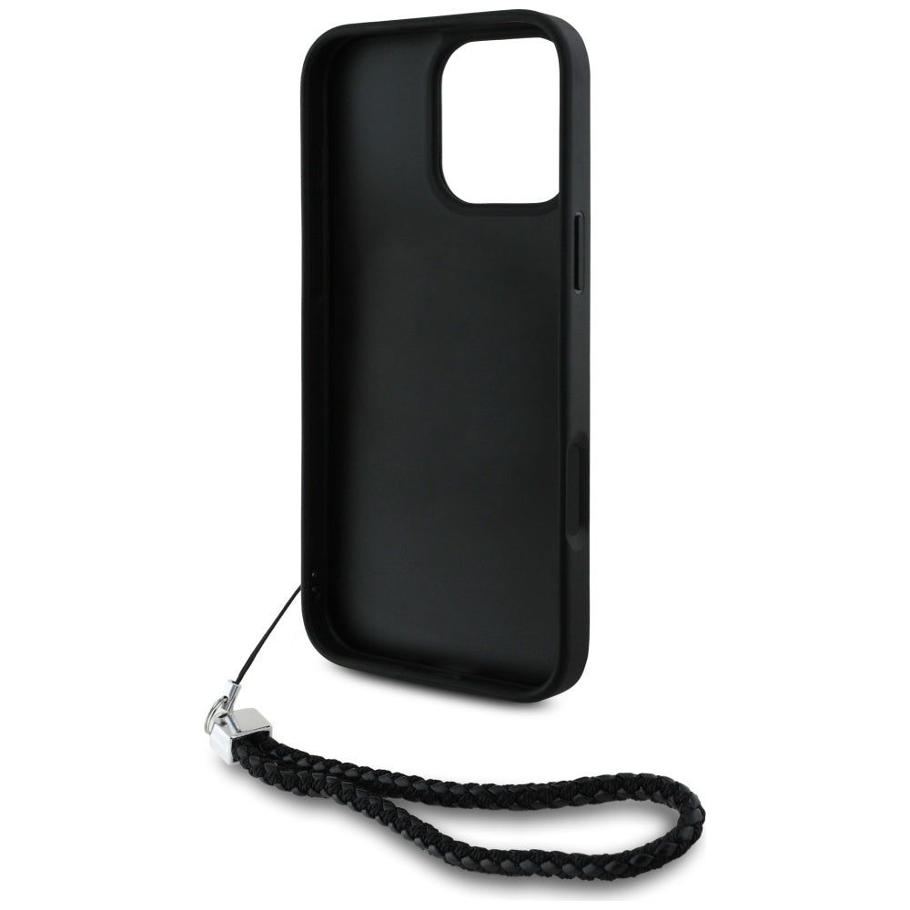 Калъф за Apple iPhone 16 Pro, Karl Lagerfeld, Quilted Initial Logo & Chain Strap, Черен