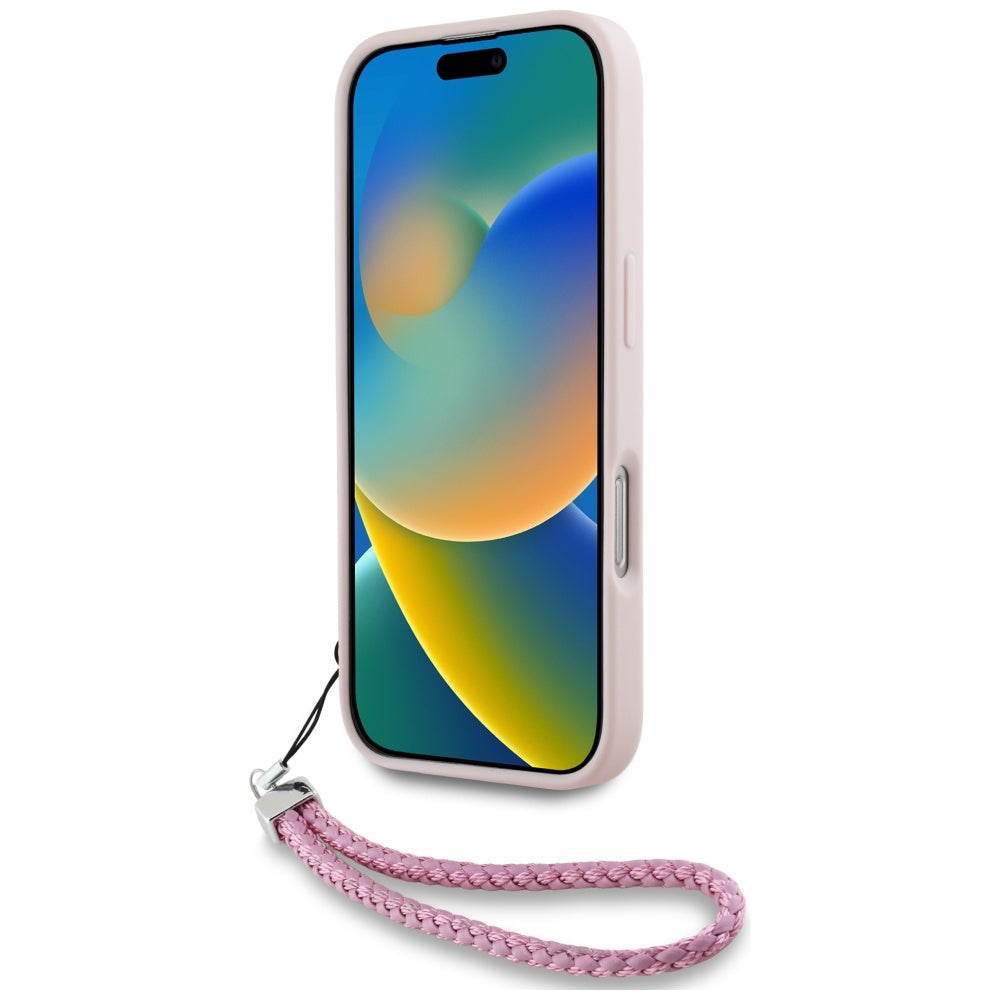 Калъф за Apple iPhone 16 Pro, Karl Lagerfeld, Quilted Initial Logo & Chain Strap, Розов