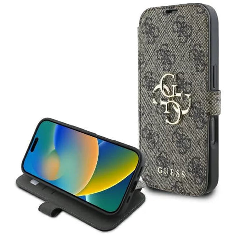 Калъф за Apple iPhone 16 Pro Max, Guess, 4G Book, Кафяв