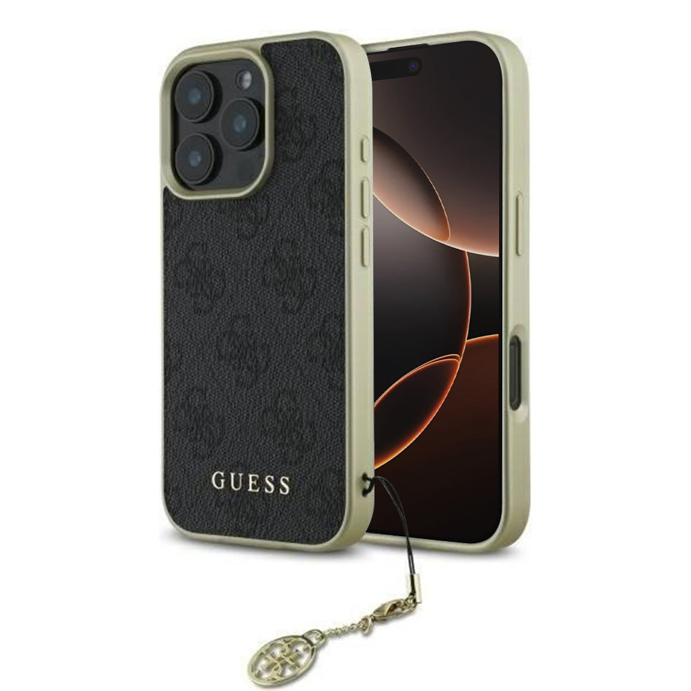 Калъф за Apple iPhone 16 Pro Max, Guess, 4G Charm, Черен