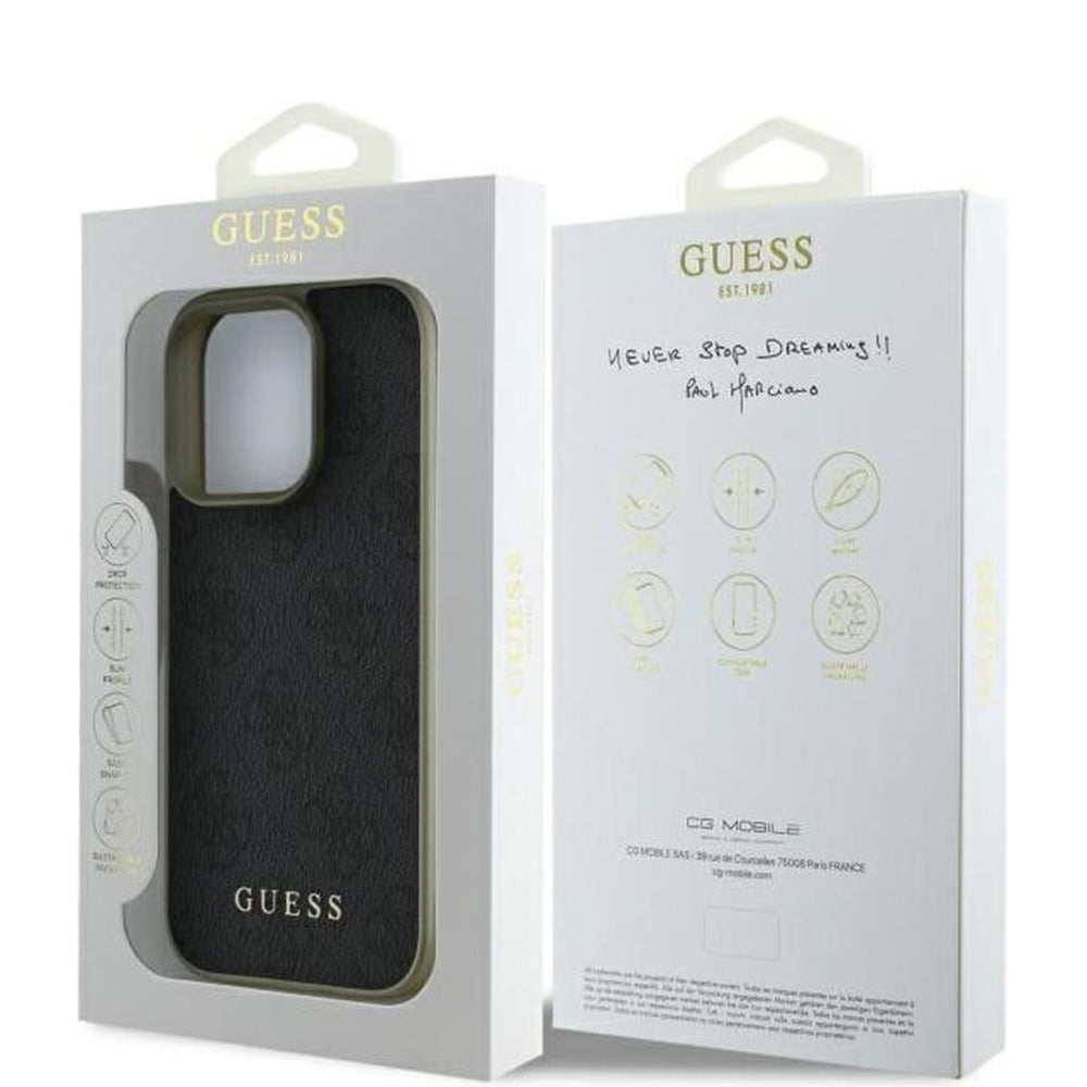 Калъф за Apple iPhone 16 Pro Max, Guess, 4G Charm, Черен