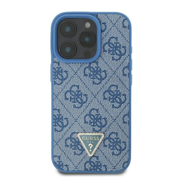 Калъф за Apple iPhone 16 Pro Max, Guess, Crossbody 4G Triangle Strass, Син