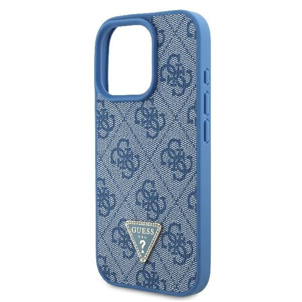 Калъф за Apple iPhone 16 Pro Max, Guess, Crossbody 4G Triangle Strass, Син
