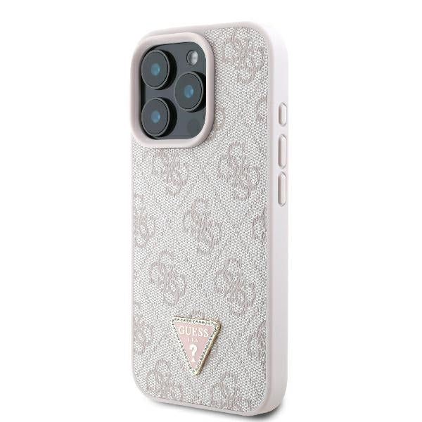 Калъф за Apple iPhone 16 Pro Max, Guess, Crossbody 4G Triangle Strass, Розов