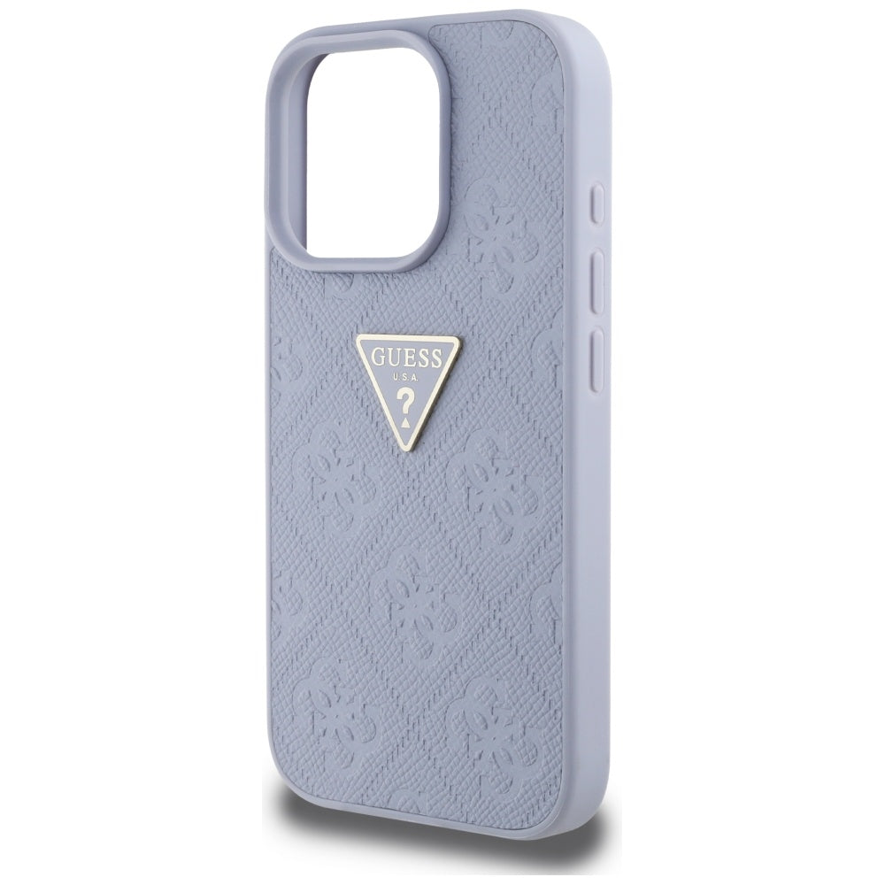 Калъф за Apple iPhone 16 Pro Max, Guess, Hot Stamp 4G Pattern Triangle Logo, Светло лилав