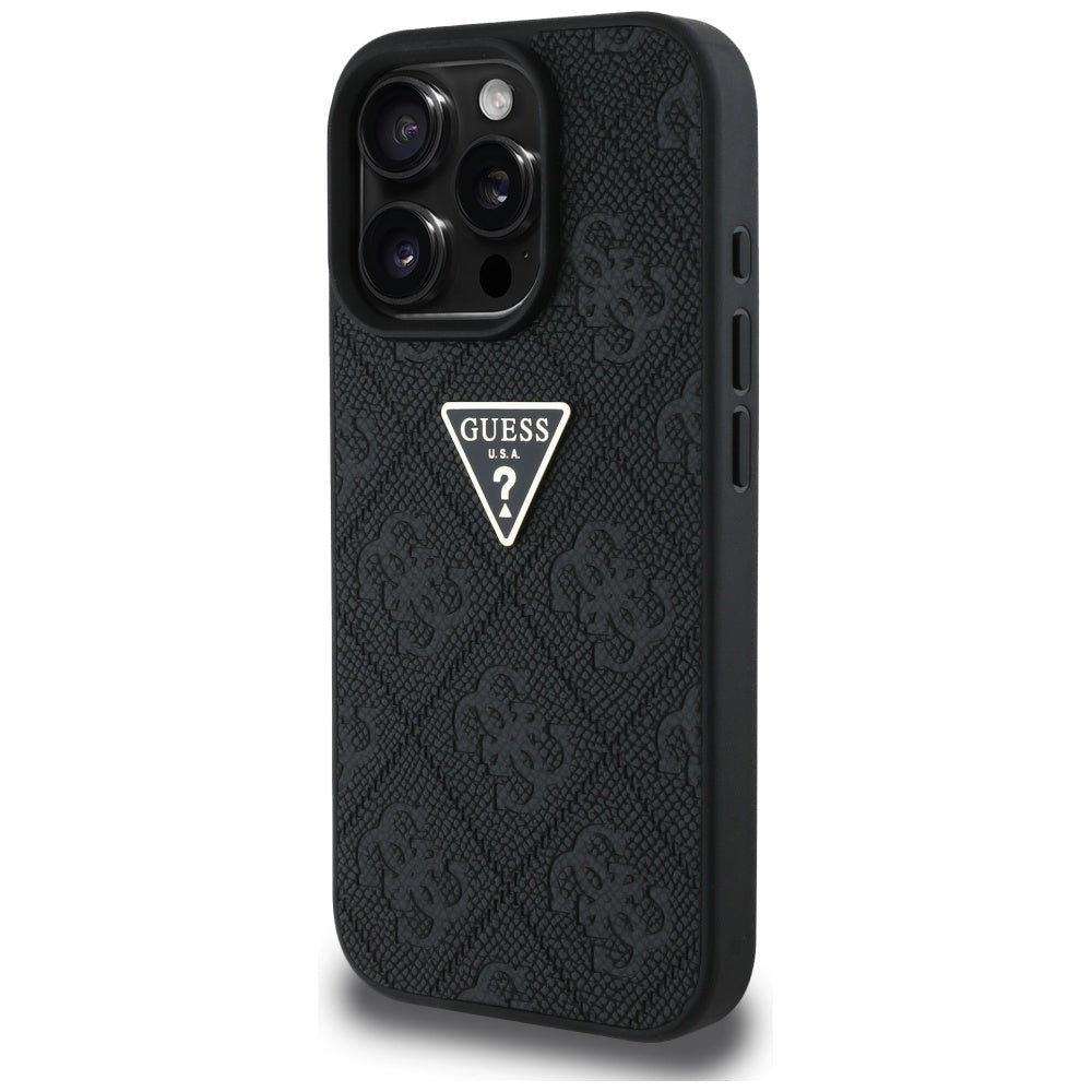 Калъф за Apple iPhone 16 Pro Max, Guess, Hot Stamp 4G Pattern Triangle Logo, Черен