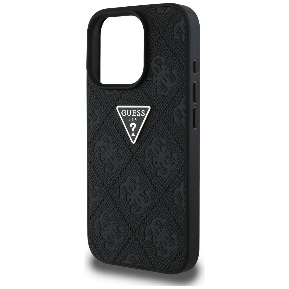 Калъф за Apple iPhone 16 Pro Max, Guess, Hot Stamp 4G Pattern Triangle Logo, Черен