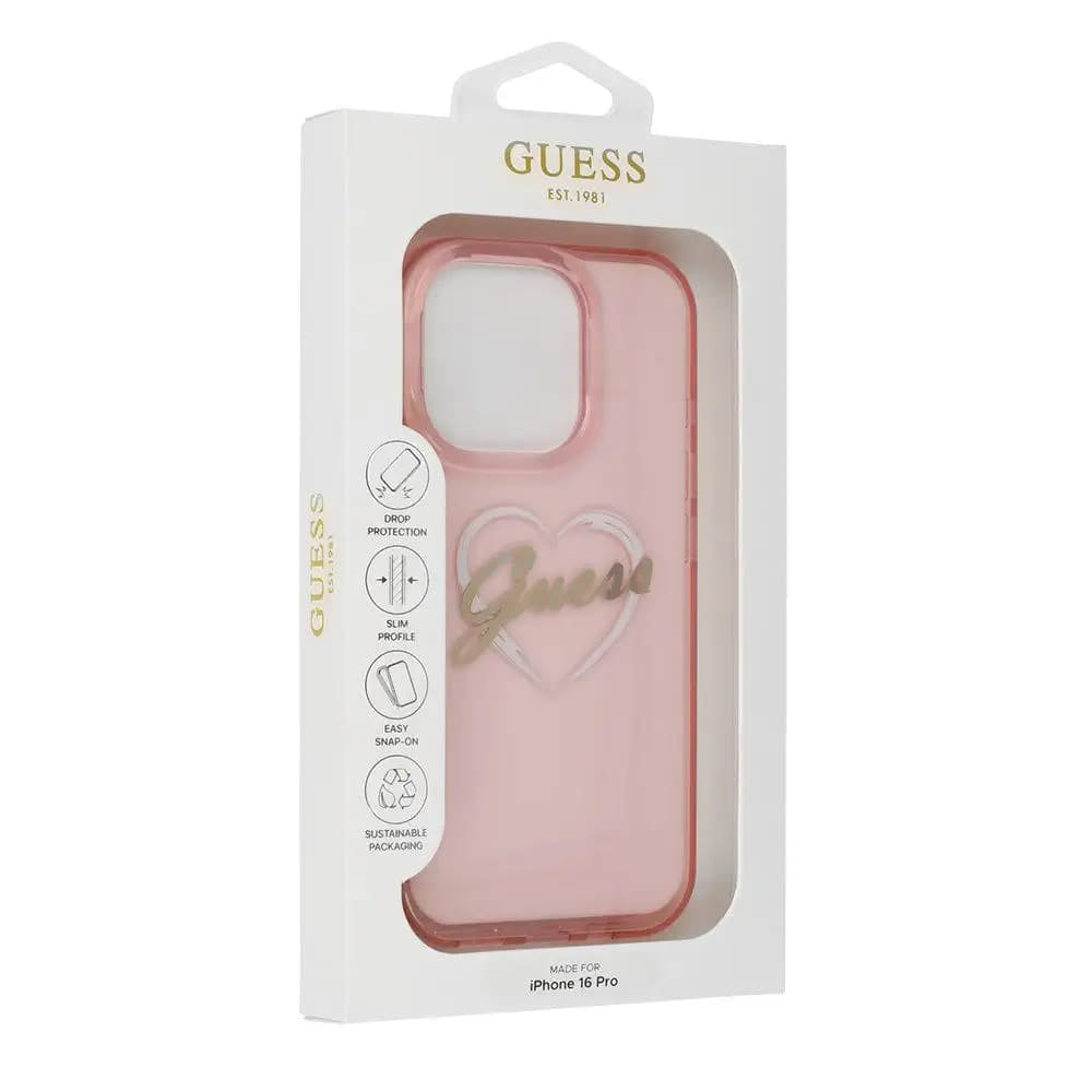 Калъф за Apple iPhone 16 Pro Max, Guess, IML Heart, Розов
