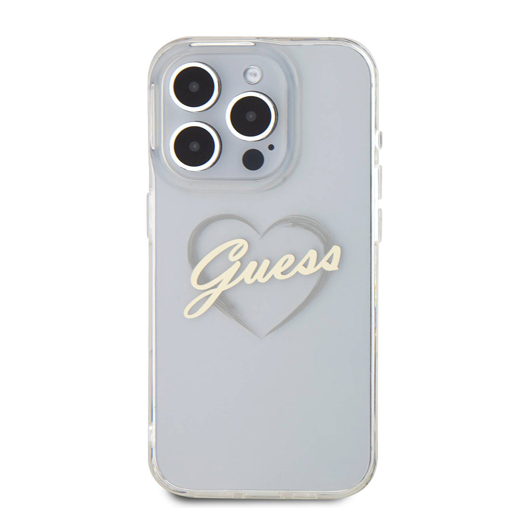Калъф за Apple iPhone 16 Pro Max, Guess, IML Heart, Прозрачен