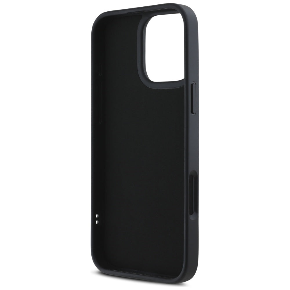 Case for Apple iPhone 16 Pro Max, Karl Lagerfeld, 3D Rubber Elongated Glitter Logo, Black