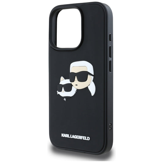 Калъф за Apple iPhone 16 Pro Max, Karl Lagerfeld, 3D Rubber Karl & Choupette, Черен