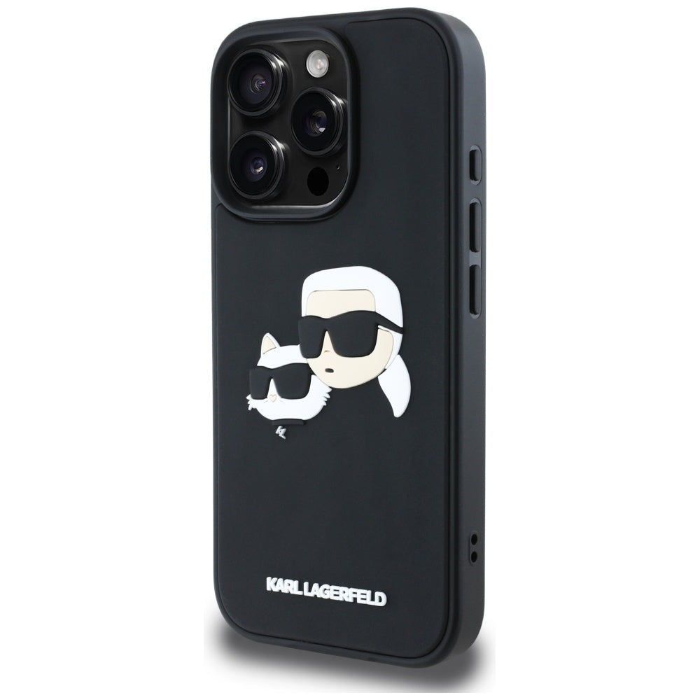 Калъф за Apple iPhone 16 Pro Max, Karl Lagerfeld, 3D Rubber Karl & Choupette, Черен