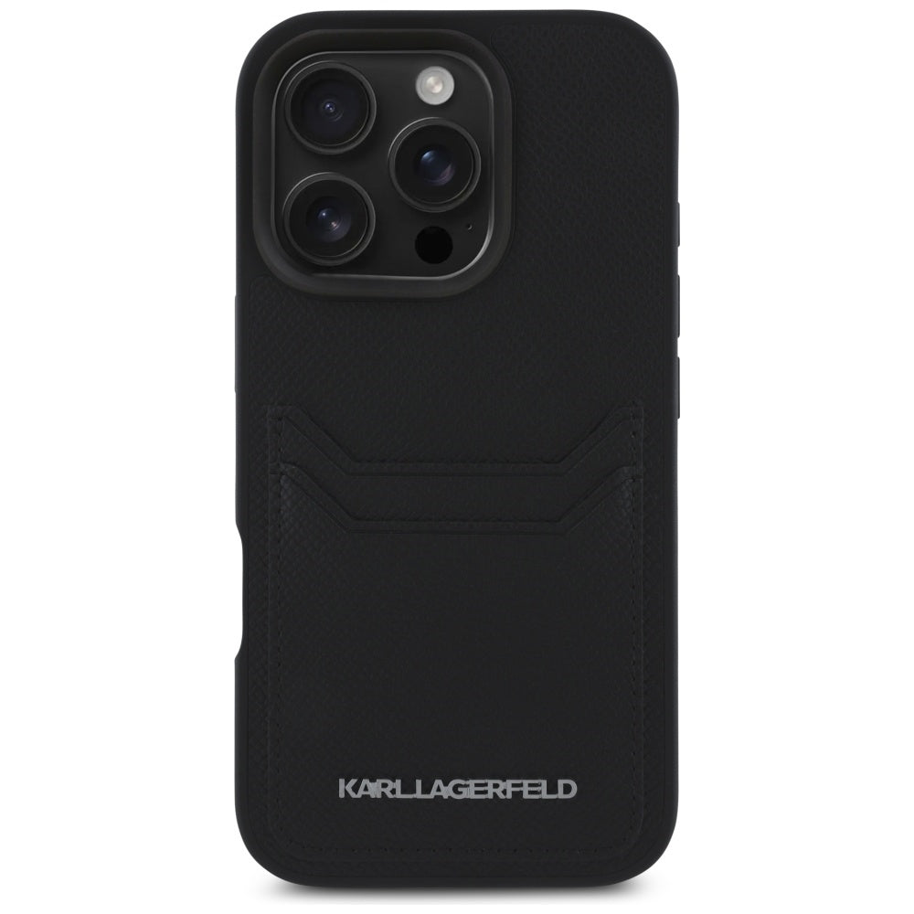 Калъф за Apple iPhone 16 Pro Max, Karl Lagerfeld, Grained Cardslots, Черен