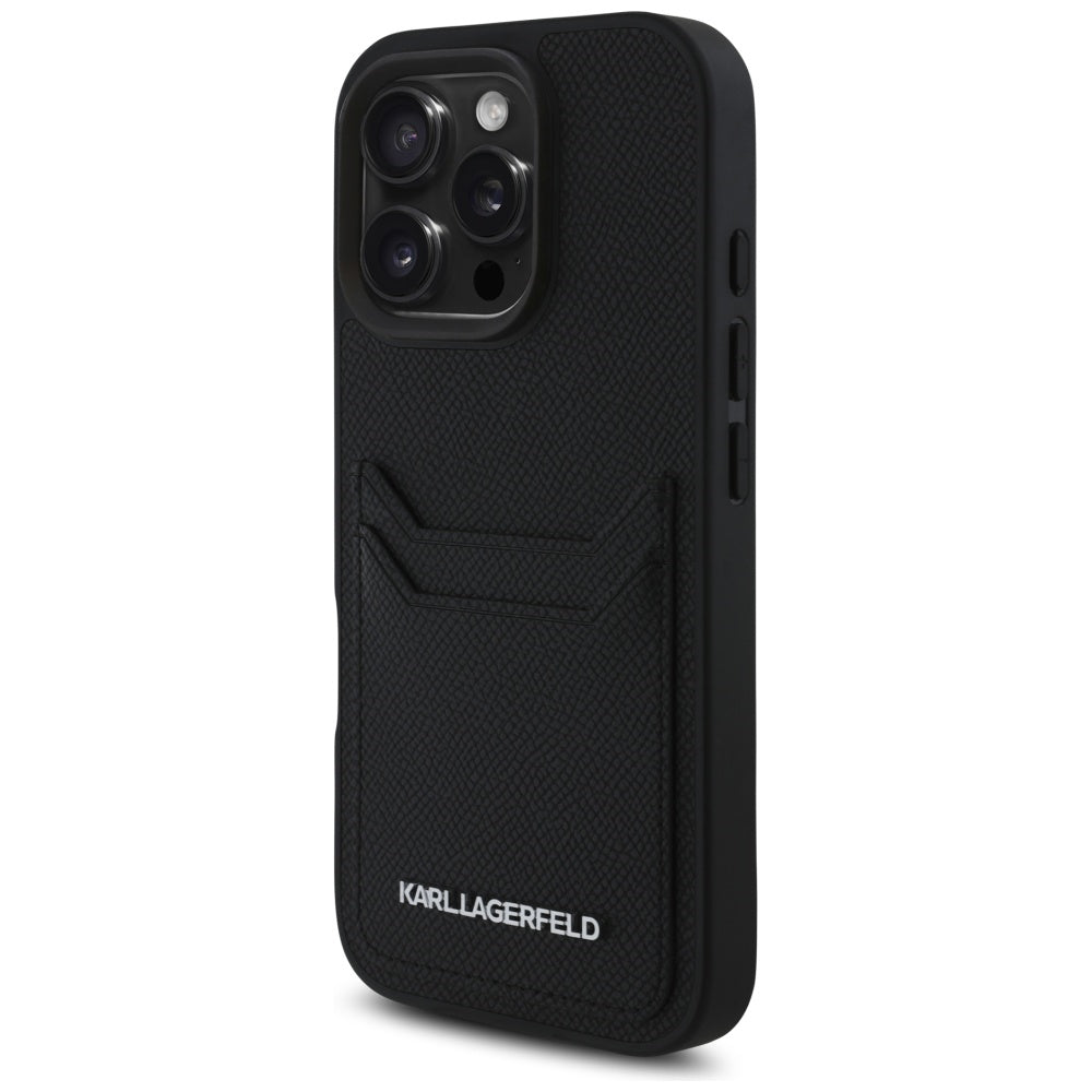 Калъф за Apple iPhone 16 Pro Max, Karl Lagerfeld, Grained Cardslots, Черен