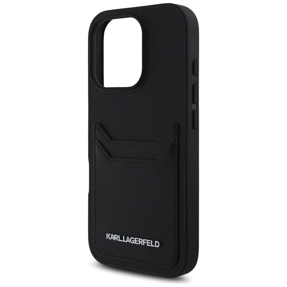 Калъф за Apple iPhone 16 Pro Max, Karl Lagerfeld, Grained Cardslots, Черен