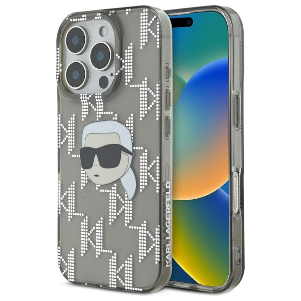 Калъф за Apple iPhone 16 Pro Max, Karl Lagerfeld, IML Luxury Electroplated Karl's Head, Черен
