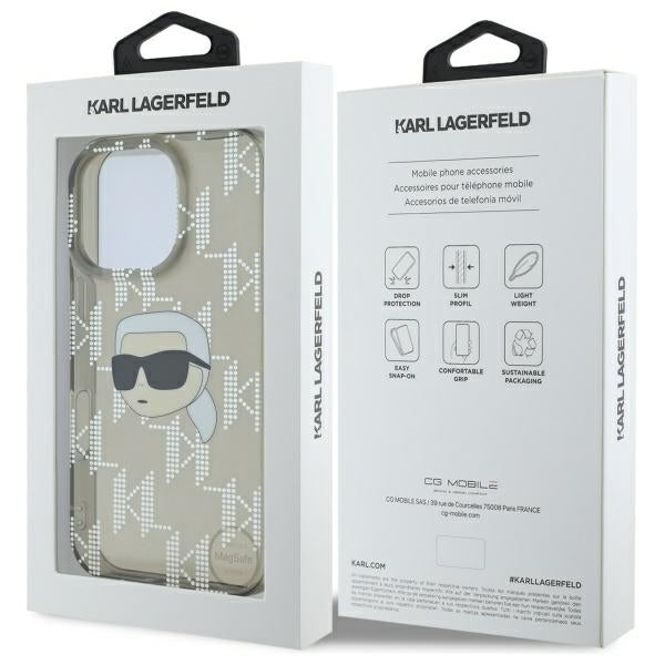 Калъф за Apple iPhone 16 Pro Max, Karl Lagerfeld, IML Luxury Electroplated Karl's Head, Черен
