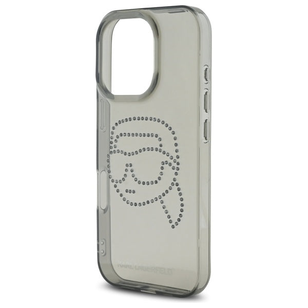 Калъф за Apple iPhone 16 Pro Max, Karl Lagerfeld, IML Rhinestones Karl's Head, Черен