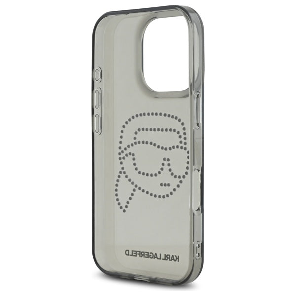 Калъф за Apple iPhone 16 Pro Max, Karl Lagerfeld, IML Rhinestones Karl's Head, Черен