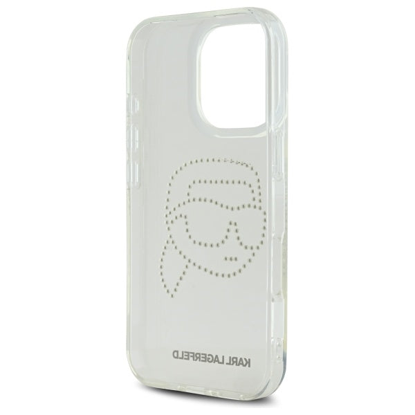 Калъф за Apple iPhone 16 Pro Max, Karl Lagerfeld, IML Rhinestones Karl's Head, Прозрачен