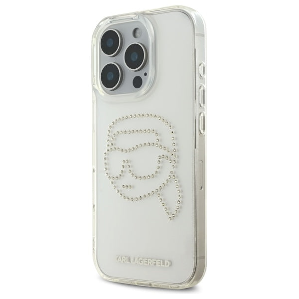 Калъф за Apple iPhone 16 Pro Max, Karl Lagerfeld, IML Rhinestones Karl's Head, Прозрачен