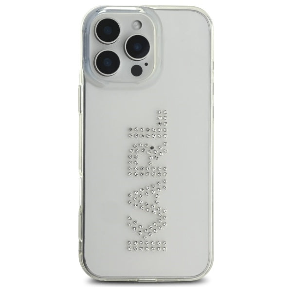 Калъф за Apple iPhone 16 Pro Max, Karl Lagerfeld, IML Rhinestones Transparent Logo, Прозрачен