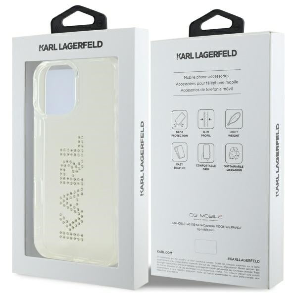 Калъф за Apple iPhone 16 Pro Max, Karl Lagerfeld, IML Rhinestones Transparent Logo, Прозрачен