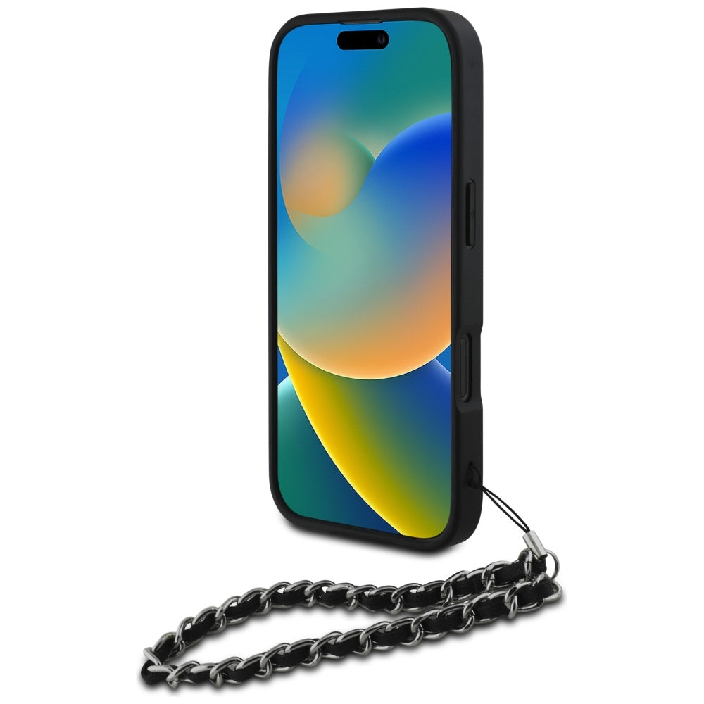 Калъф за Apple iPhone 16 Pro Max, Karl Lagerfeld, Saffiano Crystals & Charm, Черен