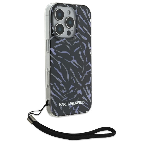 Калъф за Apple iPhone 16 Pro Max, Karl Lagerfeld, Zebra with Cord Strap, Лилав