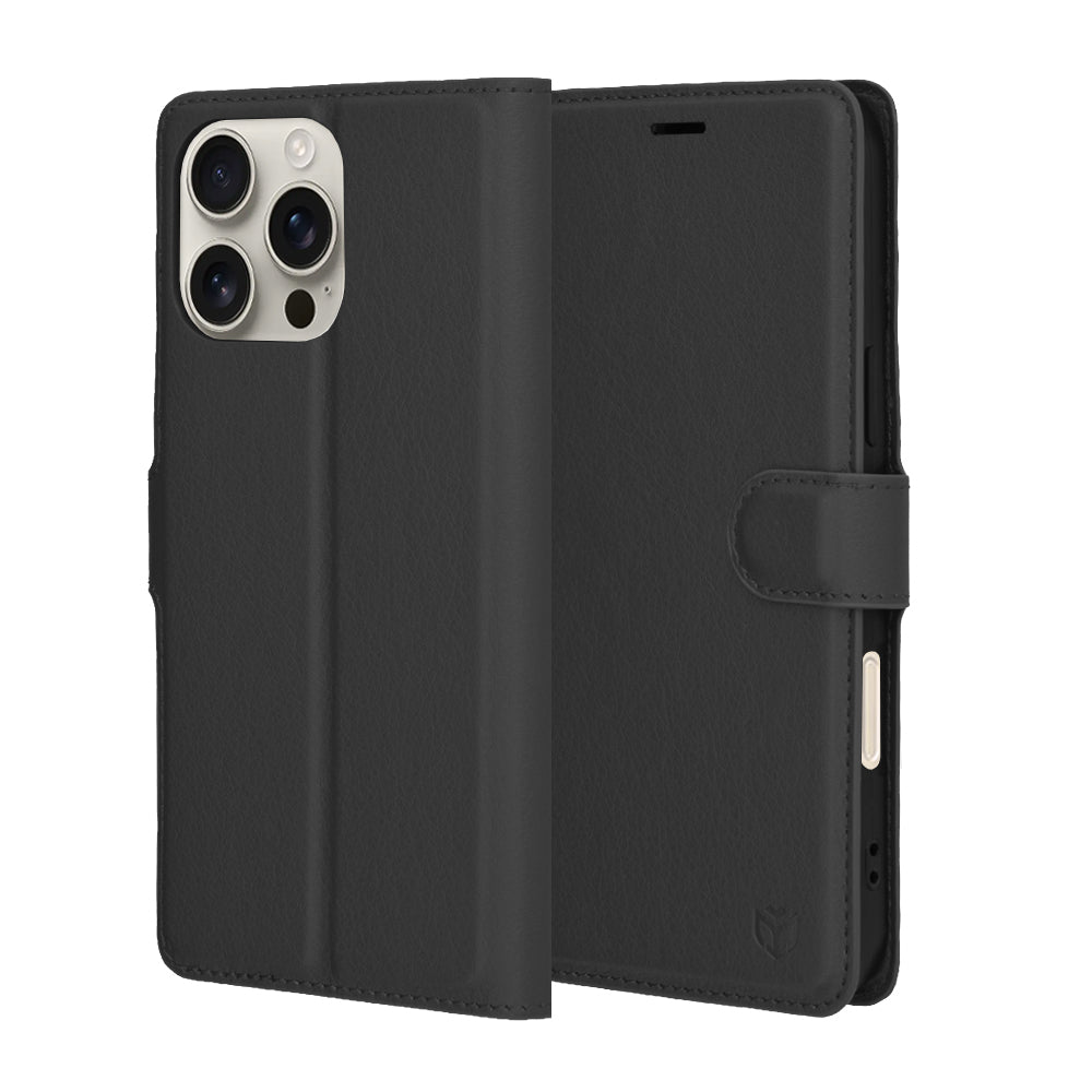 Калъф за Apple iPhone 16 Pro Max, Techsuit, Leather Folio, Черен