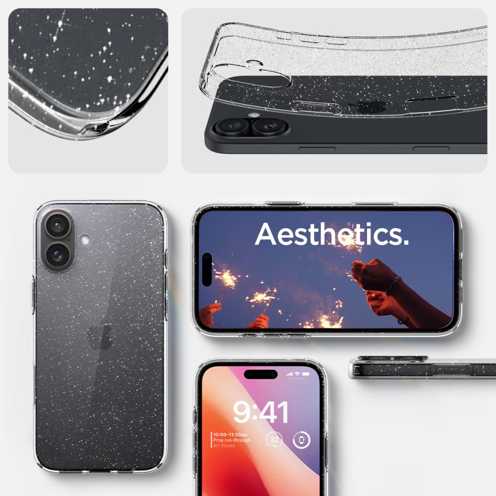 Калъф за Apple iPhone 16, Spigen, Liquid Crystal Glitter, Прозрачен ACS08192