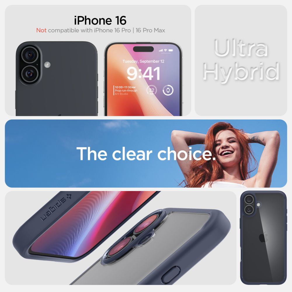 Case for Apple iPhone 16, Spigen, Ultra Hybrid, Navy Blue ACS08202