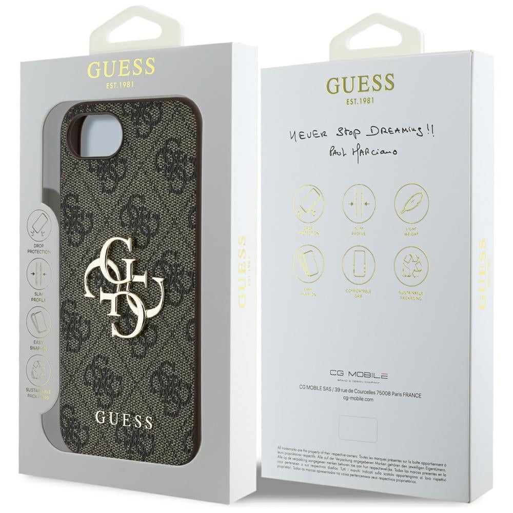 Калъф за Apple iPhone 17e / 16e, Guess, 4G Big Logo, Кафяв