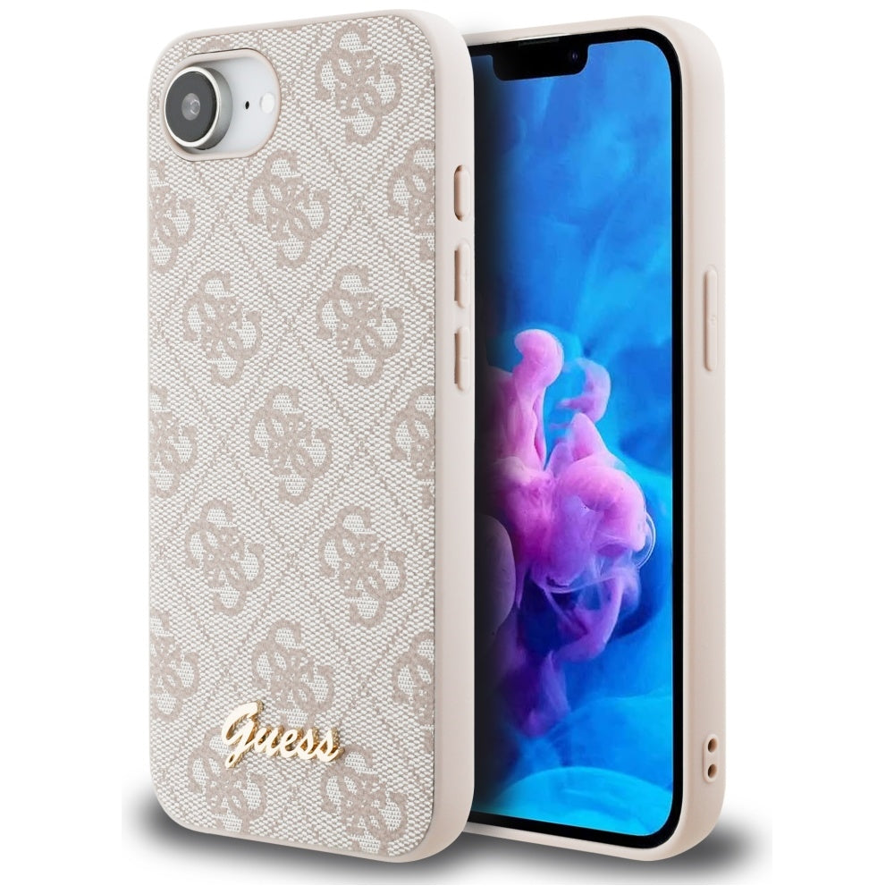 Калъф за Apple iPhone 17e / 16e, Guess, 4G Script Logo, Розов