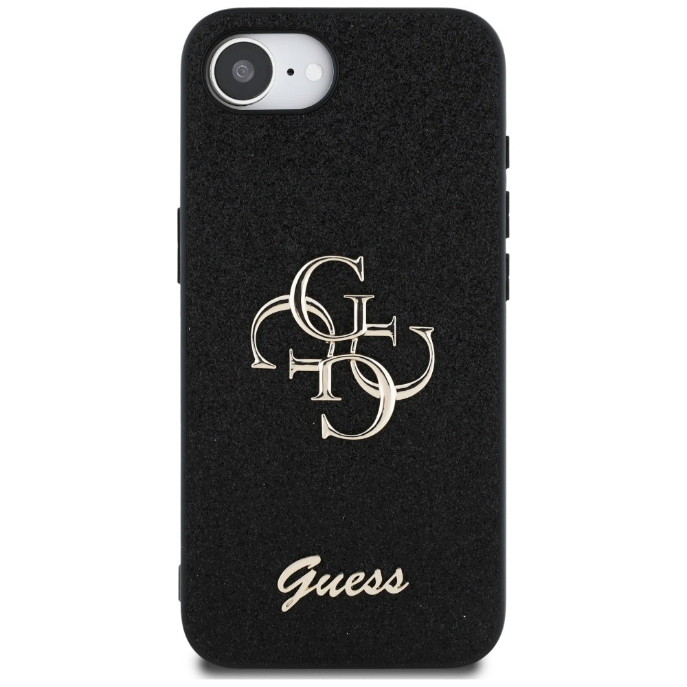 Калъф за Apple iPhone 17e / 16e, Guess, Fixed Glitter Big 4G, Черен