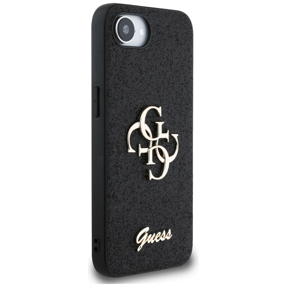 Калъф за Apple iPhone 17e / 16e, Guess, Fixed Glitter Big 4G, Черен