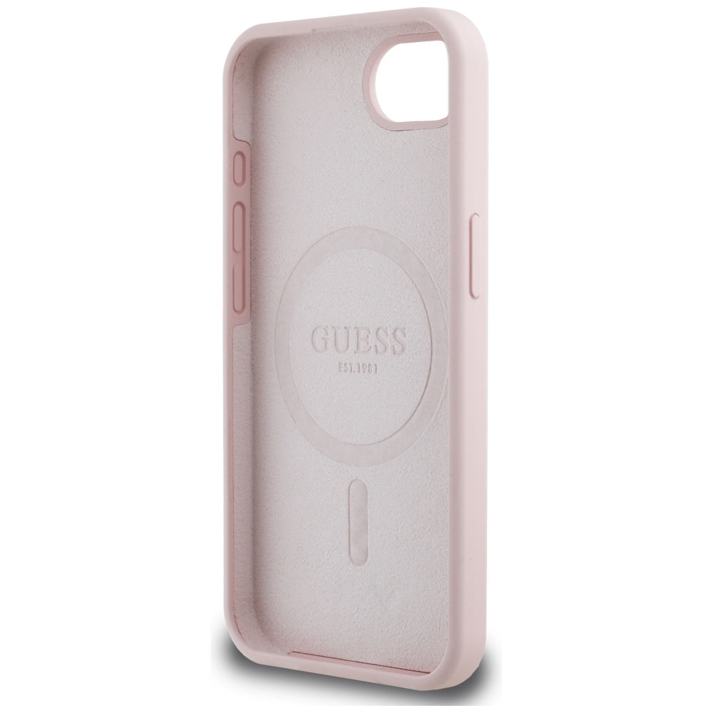 Калъф за Apple iPhone 17e / 16e, Guess, Script Metal Logo, Розов