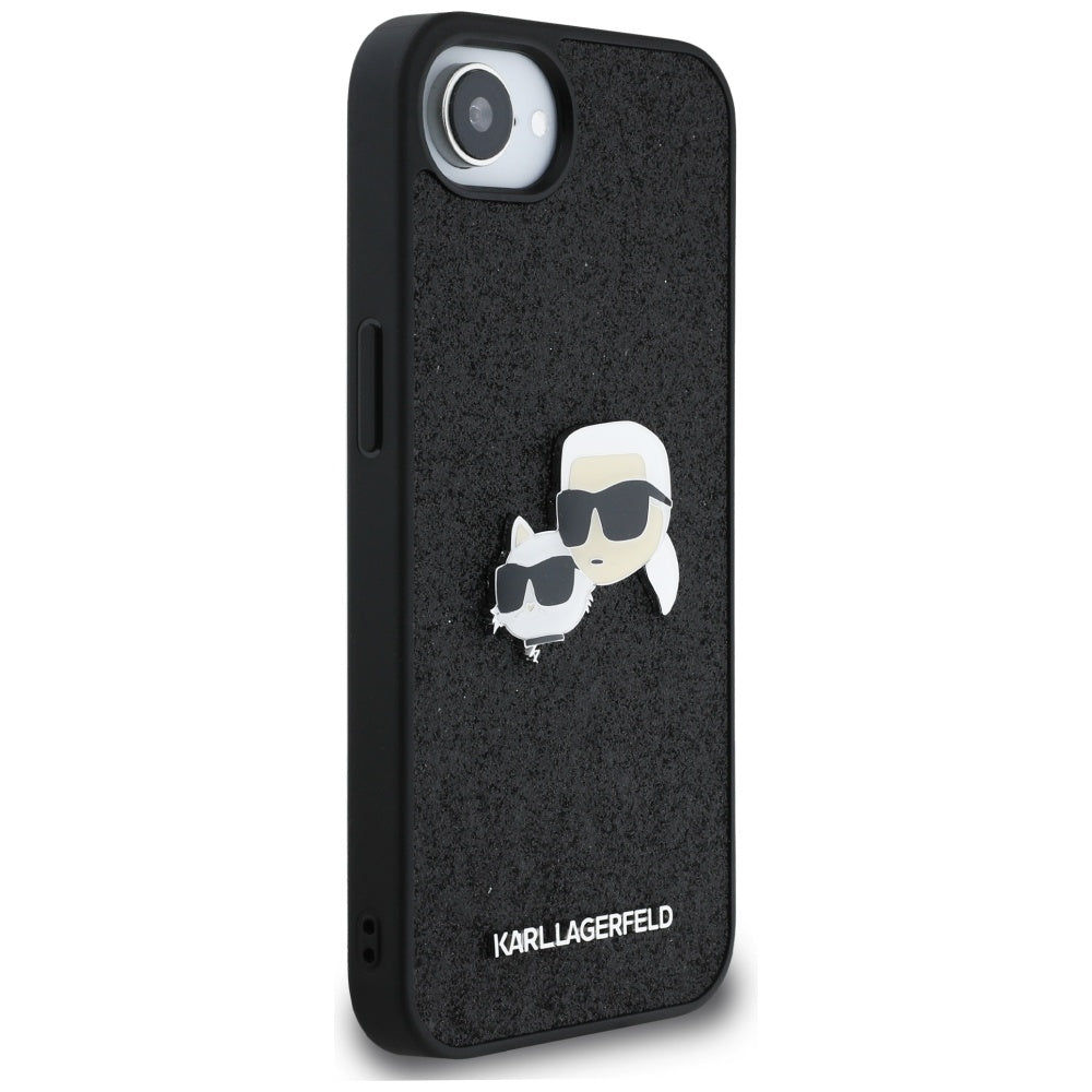Калъф за Apple iPhone 17e / 16e, Karl Lagerfeld, Glitter Fixed Karl & Choupette's Heads, Черен