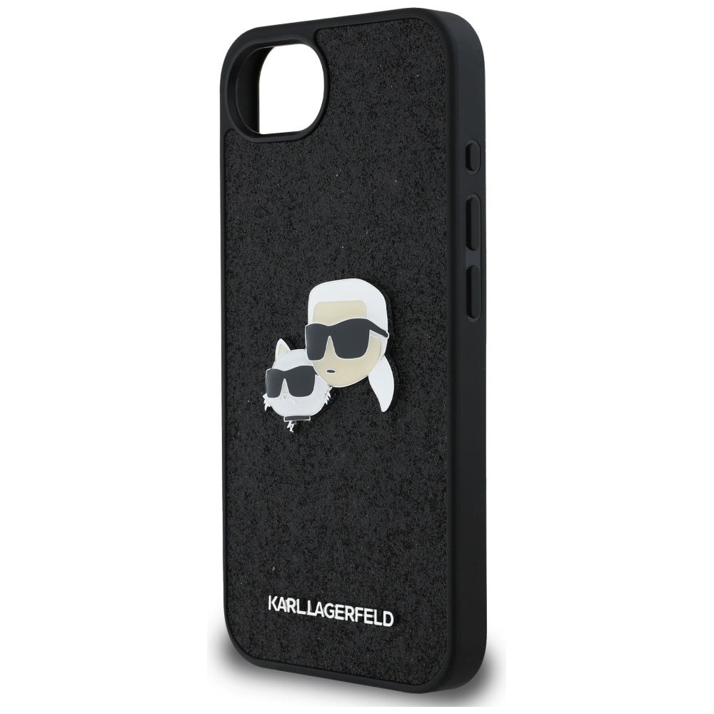 Калъф за Apple iPhone 17e / 16e, Karl Lagerfeld, Glitter Fixed Karl & Choupette's Heads, Черен