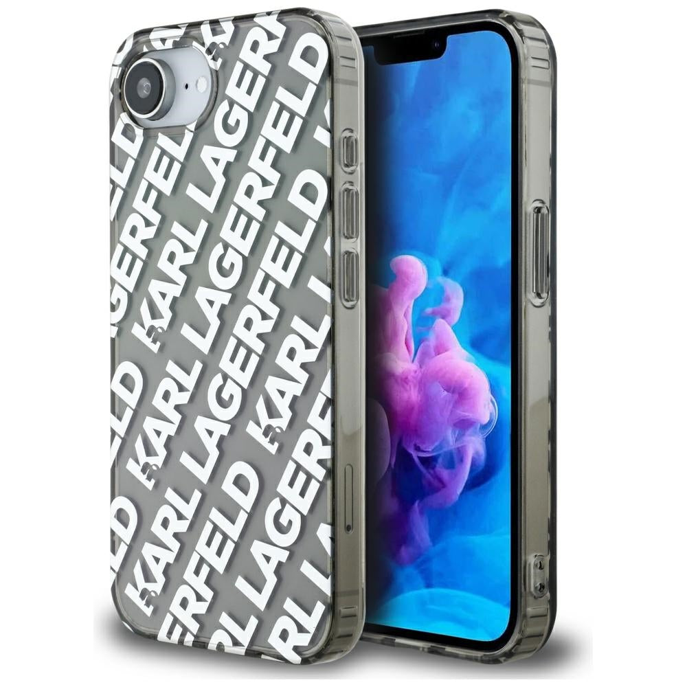 Калъф за Apple iPhone 17e / 16e, Karl Lagerfeld, IML Luxury Silver Fullover Logo, Сребрист