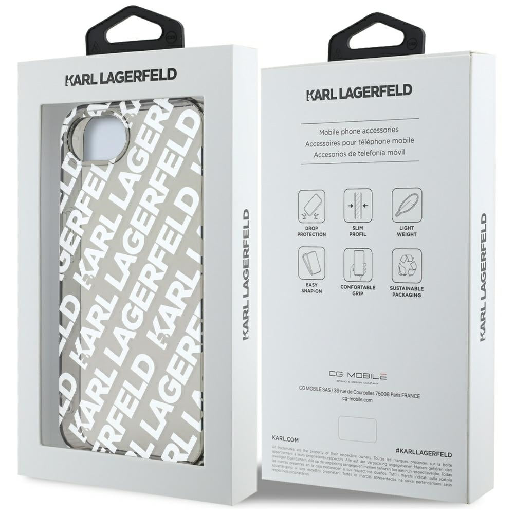 Калъф за Apple iPhone 17e / 16e, Karl Lagerfeld, IML Luxury Silver Fullover Logo, Сребрист