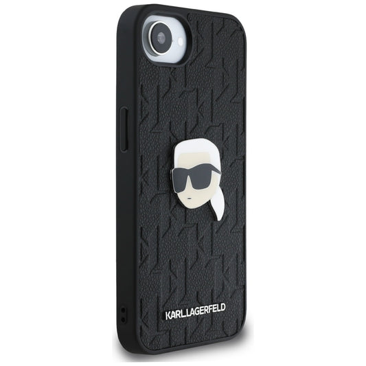 Калъф за Apple iPhone 16e, Karl Lagerfeld, Monogram Karl's Head, Черен